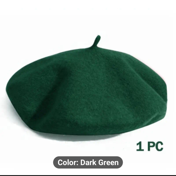 New Green FRENCH Beret Classic Tam Warm Winter French Art Basque Beret HAT - Picture 5 of 6